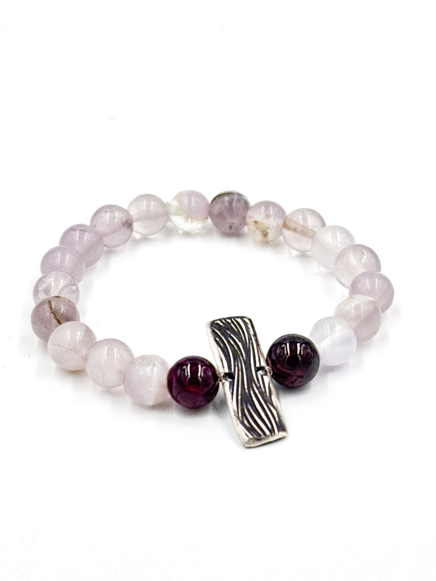 Fluorite garnet and silver bracelet