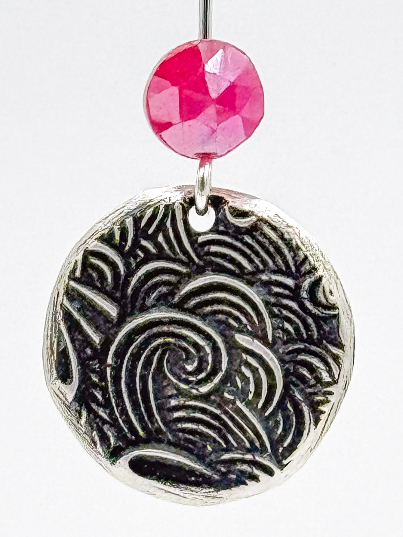Dark pink Swarovski and silver earrings