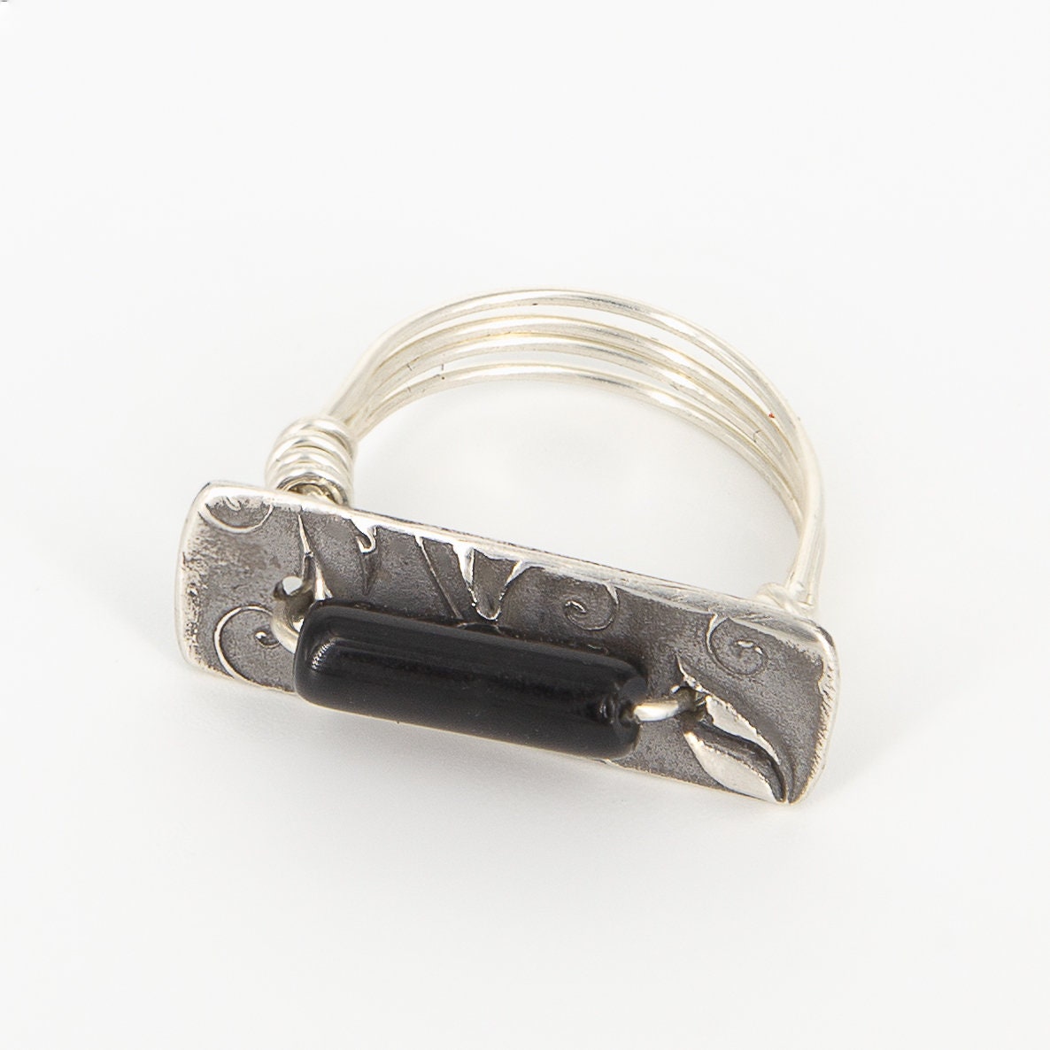 Handmade sterling silver wire-wrapped ring.