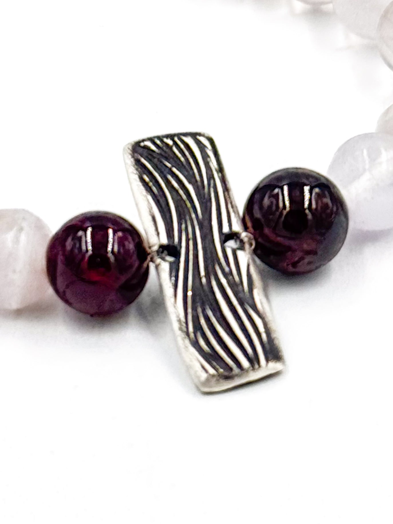 Fluorite garnet and silver bracelet