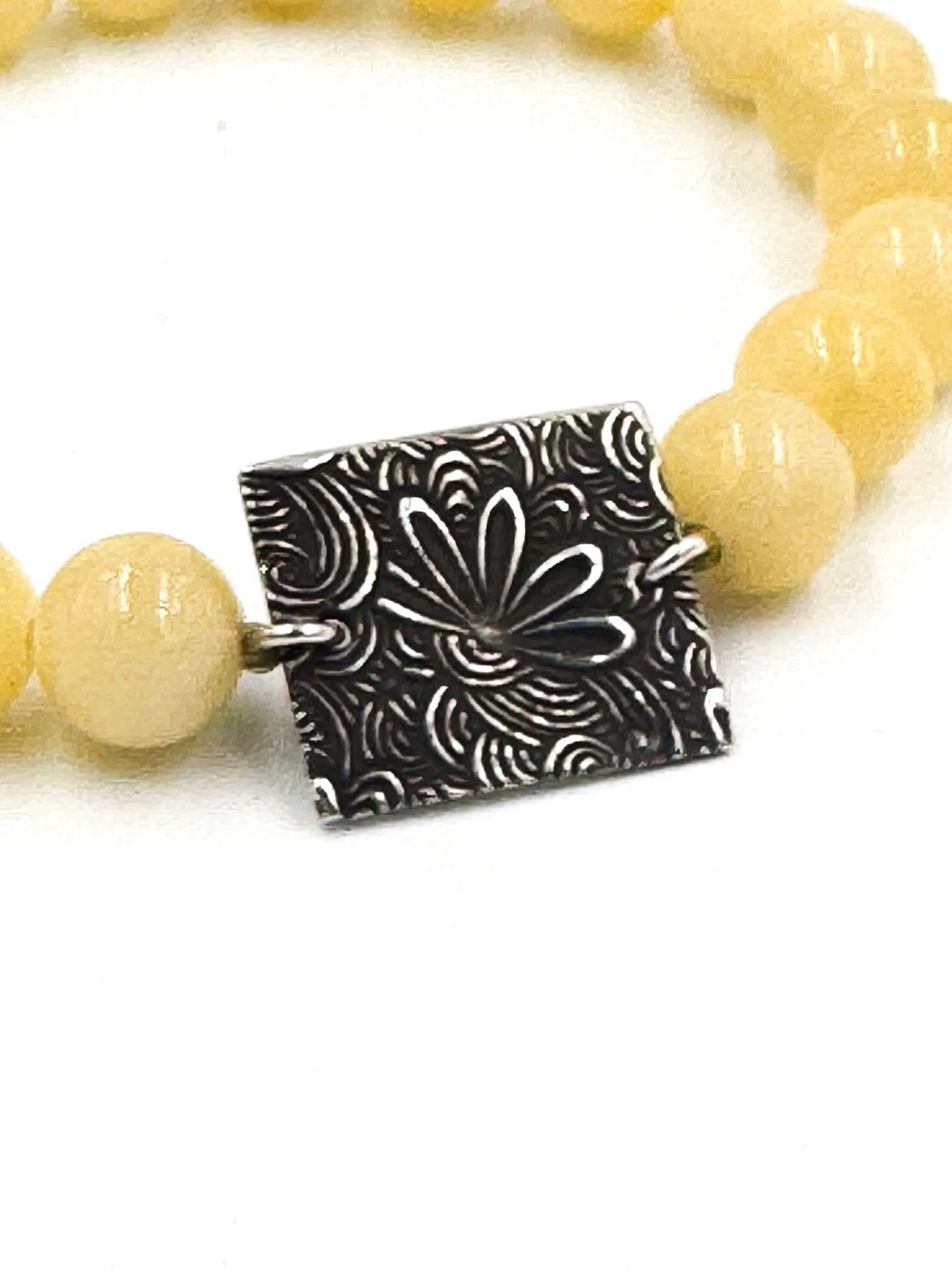 Honey Jade and Silver bracelet
