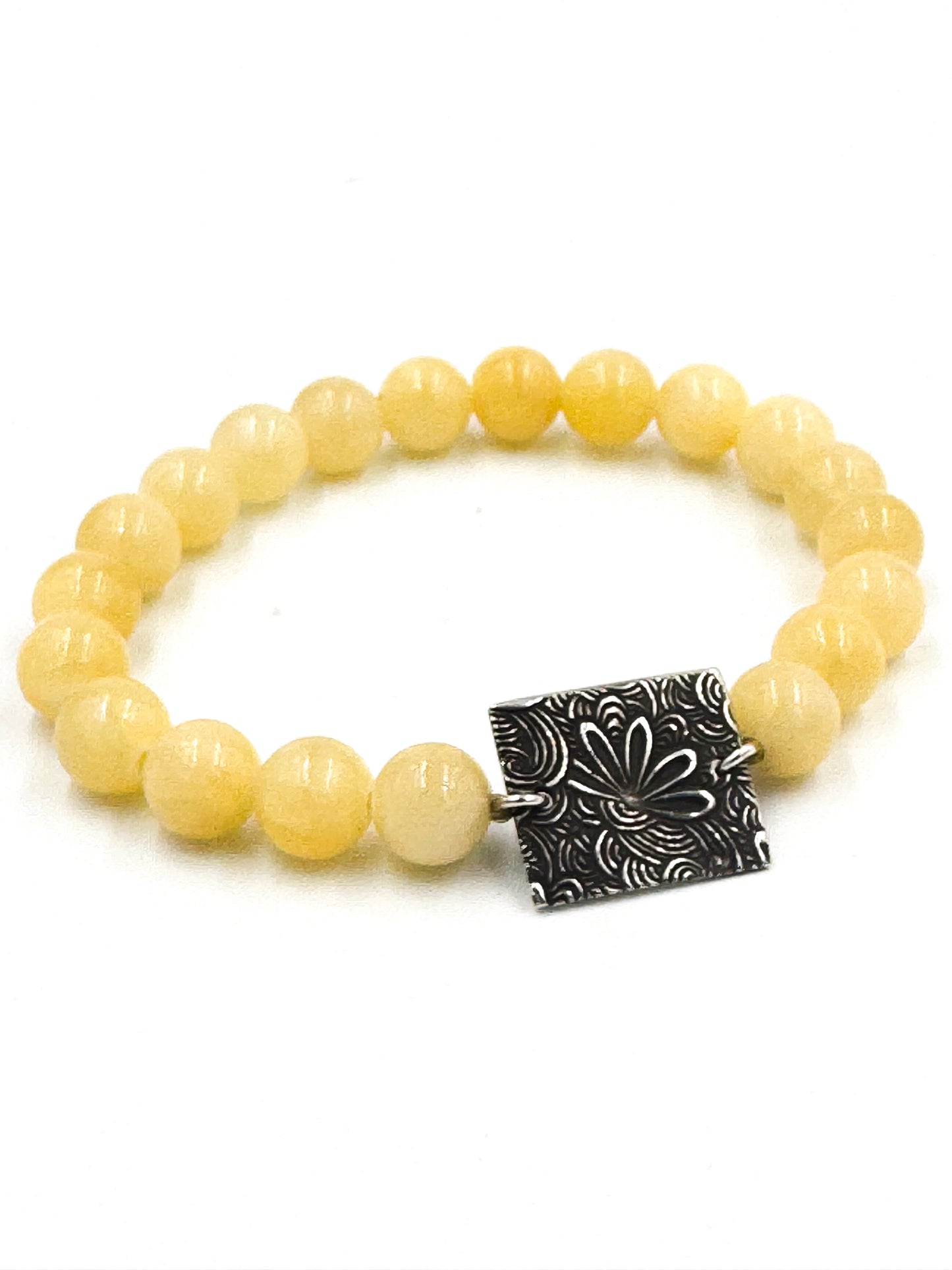 Honey Jade and Silver bracelet