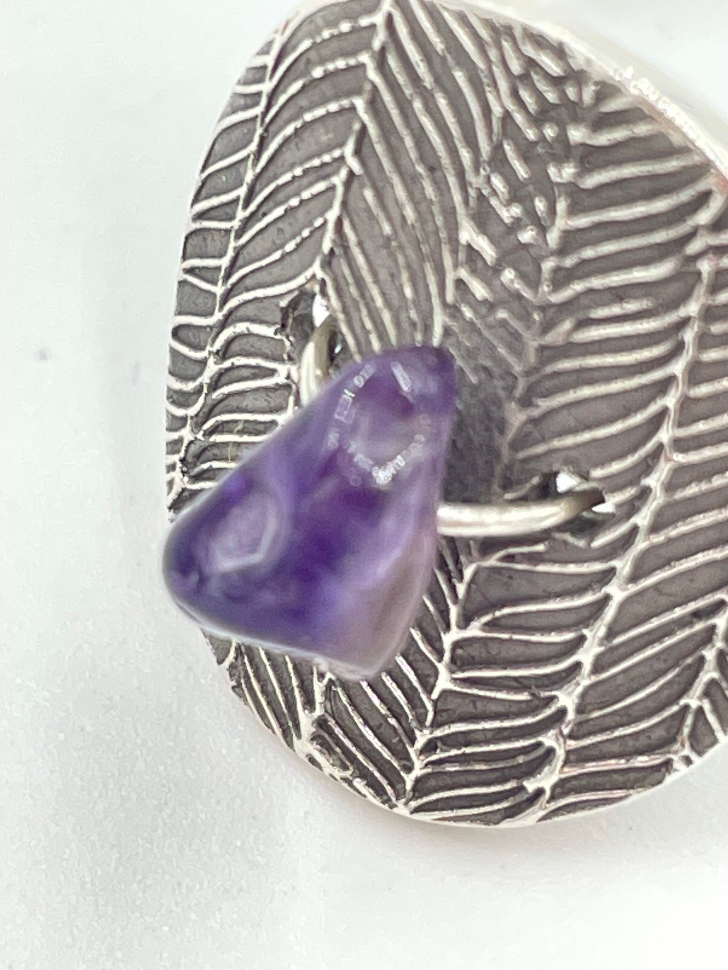 Sterling silver ring with amethyst.